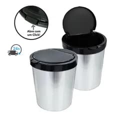 Lixeira Cesto De Lixo Inox 10 Litros Com Tampa Click Label Lixo Escritório Cozinha