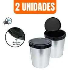Kit 2 Lixeira Cesto De Lixo Inox 10 Litros 2 Unidades Com Tampa Lixo Escritório Cozinha
