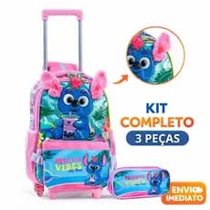 Kit Mochila Escolar Infantil Coala Glitter com Rodas / Mochila + Estojo + Lancheira