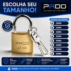 Cadeado Pado Original Portão Grade Armário Janela Corrente Garagem 20 25 30 35 40 45 50 60mm