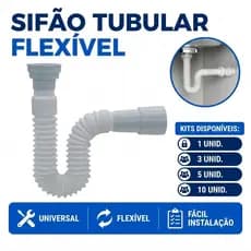 Sifão de Pia Tubo Sanfonado Flexivel Banheiro Cozinha Tanque Universal 70cm Plastuning