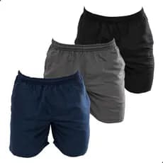 KIT 3 Bermudas Masculinas Lisas Tactel Academia Piscina Praia Caminhada