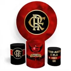Kit Festa Capa Painel Redondo + Trio Capa Cilíndro Vesti Fácil Time De Futebol