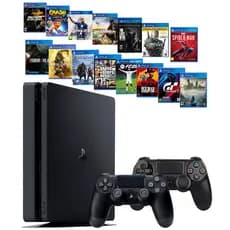 PS4 Slim com 1 ou 2 Controles + 30 Jogos + 3 Meses PlayStation Plus