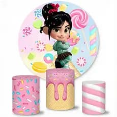 Capas Cilindro + Painel Redondo Vanellope Detona Ralph Sublimado