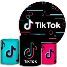 Capas Para Cilindros + Painel - Tik Tok - Kit Decoração Festa