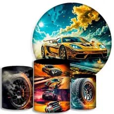 Capas Para Cilindros + Painel - Carros - Kit Decoração Festa