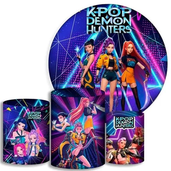 Capas Para Cilindros + Painel / painel retangular - banda pop coreana feminino - Kit Decoração Festa