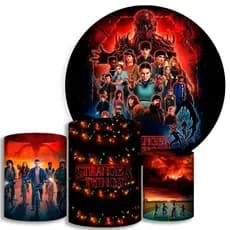 Capas Para Cilindros + Painel - Stranger Things - Kit Decoração Festa