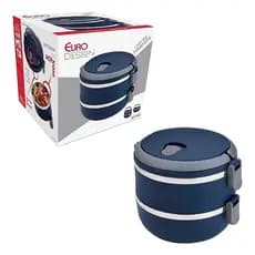 Lunch Box Marmita Dupla Inox 1,4l Com Alça Euro Home - Azul