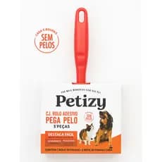 Conjunto Rolo Adesivo Tira Pelos com Refil 30 Folhas Removedor de Fiapos Cabelos Para Limpar Roupas