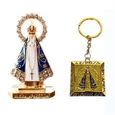 Virgem Maria + Chaveiro Nossa Senhora Aparecida Santa para Painel de Carro ou Mesa de Escritório