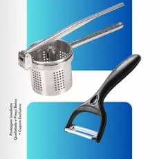 Amassador de Batatas Manual + Descascador de Legumes inox Utensilios para Cozinha