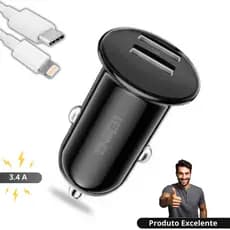 Carregador para Carro USB 3.4A Carregador Veicular Turbo
