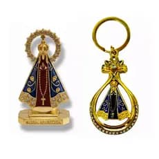 Nossa Senhora Aparecida + Chaveiro Nossa Senhora COM STRASS Decoração e Fé