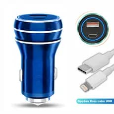 Carregador Veicular Turbo para Celular e Tablet Tipo C + USB 3.4A Carregamento Rápido