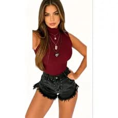 regata garrafinha com golinha de tricot blusinha de tricot