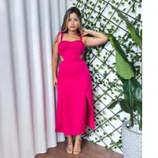 vestido midi alcinha em alfaiataria elegante tendência verão