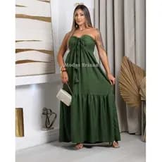 vestido feminino tomara longo, detalhe no busto, bojo com lastex nas costas, moda verão,