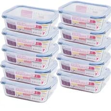 Conjunto 10 Potes Vidro Hermético Alta Vedação mantimentos marmita 370ml