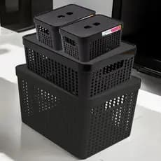 Kit 4 Caixas Organizadoras com Tampab2L 4,5L 17L Empilhável Armário Closet Multiuso