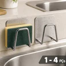Kit Gancho Adesivo Inox Porta Esponja Bucha Suporte Pia Parede Cozinha Banheiro Multifuncional Premium