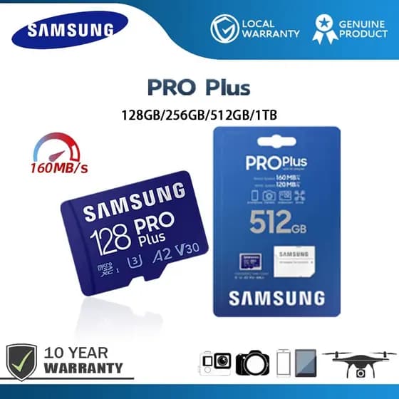 SAMSUNG Pro Plus 64GB/128GB/256GB/512GB/1TB/2TB UHS-I Cartão Micro SD Leia Até 180MB/Sescrita 120mb/s