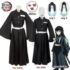 Muichiro Tokito Cosplay Assassino Demônio Peruca Névoa Hashira Uniforme Anime Adesivo Coisas Sem Espada Yaiba. Arco Home
