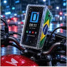 Suporte Celular Moto Antifurto + Capa Impermeável Proteção Chuva Sol