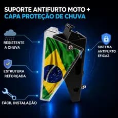 Suporte Celular Moto Antifurto Preto + Capa Impermeável Proteção Chuva Sol -  Resistente e Reforçado