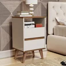 Mesa De Cabeceira Like Slim Para Quarto Com Pés Palitos Retrô Em Madeira Elegante E Moderna
