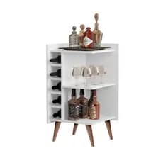 Adega Vinho Malbec com Pés Palitos Aparador Decorativo de Canto em Madeira Moderno Barzinho para Sala e Cozinha