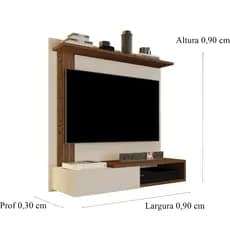 Painel Suspenso Moderno Tauros para TV até 32 Polegadas com Nicho e Prateleira - Varias Cores