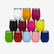 Kit de 5 Copos Cuia Térmica 350ml Inox Cores Tampa Acrílica Portátil Reutilizável Ecológico Viagem