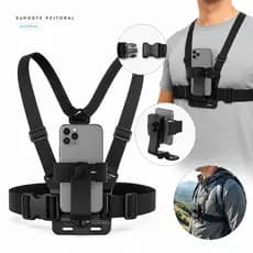 Suporte de Peito para Celular e Câmera GoPro com Cinta Ajustável