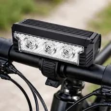 Farol Lanterna Dianteira para Bicicleta Bike 3 LEDs USB Recarregável 5 Modos Alumínio com Suporte