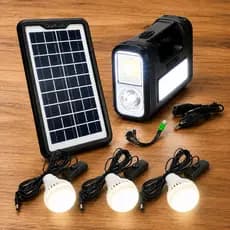 Painel Solar Portátil com 3 Lâmpadas LED para Camping Pesca