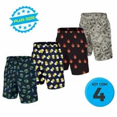 KIT 4 Samba Canção Plus Size Masculino Conforto e Estilo para Dormir Tecido Microfibra Personagens