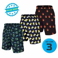 Kit 3 Samba Canção Plus Size Masculino Conforto e Estilo para Dormir Tecido Microfibra Personagens