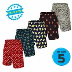 KIT 5 Samba Canção Plus Size Masculino Conforto e Estilo para Dormir Tecido Microfibra Personagens