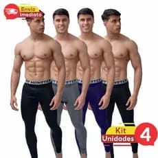 Kit Com 4 Calça Térmica Segunda Pele Esportivo Masculino Microfibra PitMonster