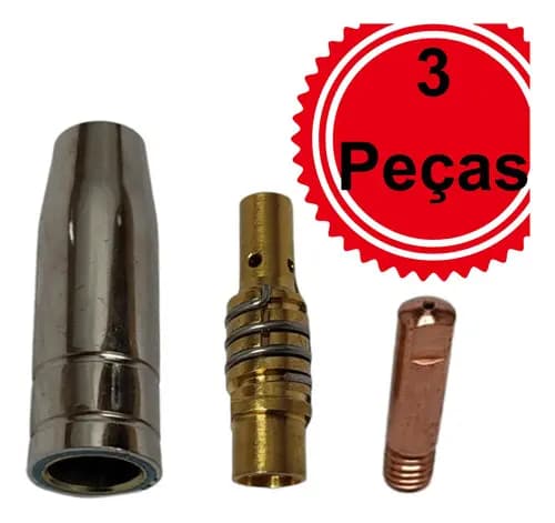 Kit Bico De Contato 1,00mm Tocha Para Máquina Solda Mig 3 Peças Bico Bocal Difusor