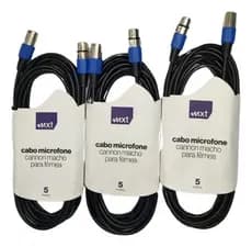 3 Cabos Microfone Xlr Canon Macho E Fêmea Balanceado 5 Mts