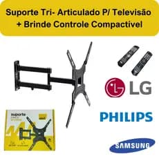 Suporte Para Tv Tri-articulado Lcd Led 23 32 40 42 47 50 55 65 Plasma 3d + Brinde Controle Remoto Universal Smart Tv LG
