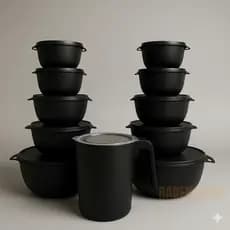 Kit 10 Tigelas Bolws Potes Plásticos Redondo + 1 Jarra  1800ml ou 3 Peças