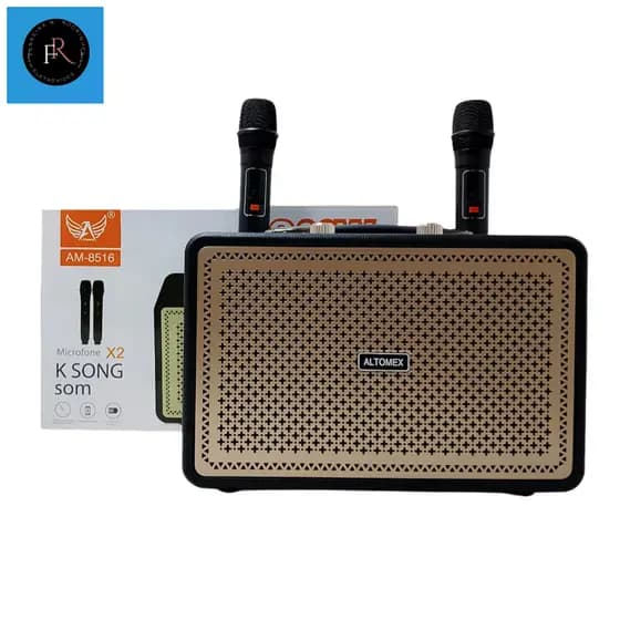 Caixa de Som Karaokê sem fio Bluetooth com 02 Microfones 20000W PMPO Altomex AM-8516
