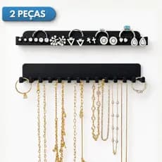 Organizador de Bijuterias Joias Kit 2 Organizador de Colar, Pulseira e Brincos, Aneis com Fita 3M