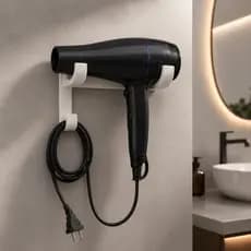 LANÇAMENTO Suporte Para Secador De Cabelo Sem Furo Com Porta Cabo Organizador De Parede Para Banheiro
