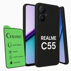 Kit Capa Aveludada + Película de Cerâmica Realme C55 Anti Impacto Proteção Completa