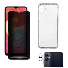 Kit de Proteção Samsung Galaxy A05 – Película de Privacidade 3D + Capa Anti-Impacto + Película Câmera 3D